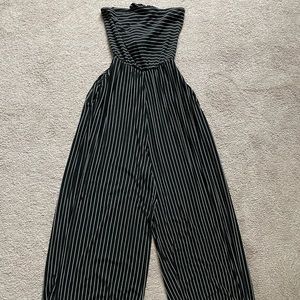 NWT - black and white striped, strapless romper from American Eagle